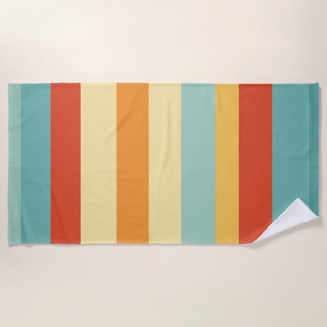 Toalha De Praia Padrão de cores com striping retroativo (Frente)