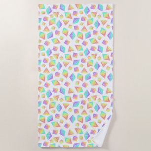 Toalha De Praia Padrão de Cristais Arco-Íris de Pastel