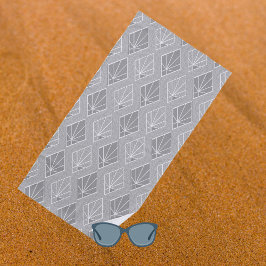Toalha De Praia Padrão de Deco de Ouros Brancos e cinzas