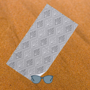 Toalha De Praia Padrão de Deco de Ouros Brancos e cinzas