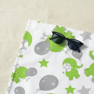 Toalha De Praia Padrão De Elefantes Verdes, Elefantes Cutes, Estre