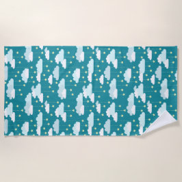 Toalha De Praia Padrão de estrelas e nuvens caindo