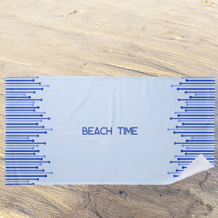 Toalha De Praia Padrão de faixa moderna em azul pálido