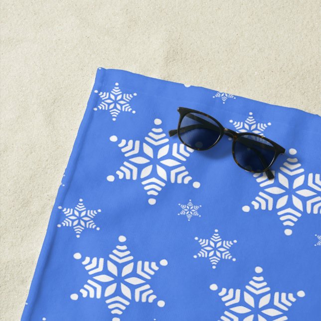 Toalha De Praia Padrão de flocos de neve, flocos de neve brancos,  (In Situ)