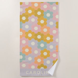 Toalha De Praia Padrão de Flor Personalizado do Vintage Pastel He