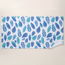 Padrão de Folhas de Aquarela Azul