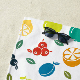 Toalha De Praia Padrão de fruta, ameixa, laranja, limão, pera, maç