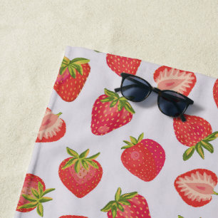 Toalha De Praia Padrão de Fruta de Morango de Verão