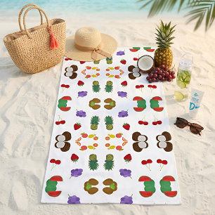 Toalha De Praia Padrão de Frutas Tropicais de Verão Abacaxi & Coco