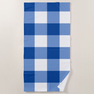 Toalha De Praia Padrão de gingham azul