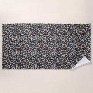 Toalha De Praia padrão de impressão de leopardo fluffy divertida