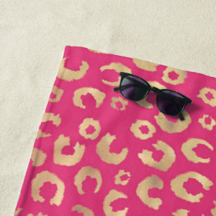Toalha De Praia Padrão de Impressão do Leopardo Rosa Dourado Moder