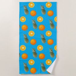Toalha De Praia Padrão de Laranja de Abacaxi de Fruta Tropical