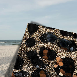 Toalha De Praia Padrão de Leopardo Dourado Preto Marrom Brilho Lux