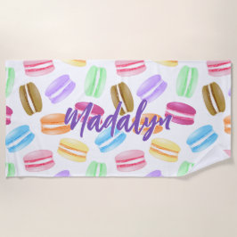 Toalha De Praia padrão de macarões coloridos