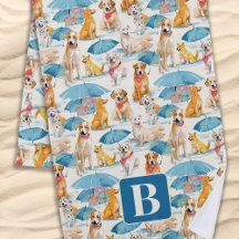 Padrão de Monograma Personalizado Colorido de Cães
