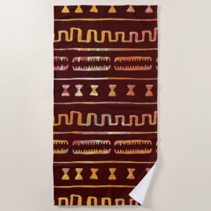 Toalha De Praia Padrão de Motif Tribal Afrocêntrico