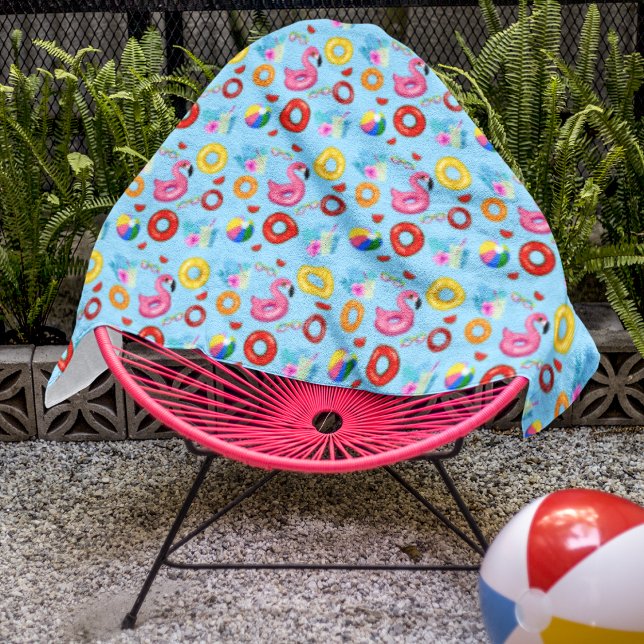 Toalha De Praia Padrão de Nadação de Festa de Piscina Divertida (Criador carregado)