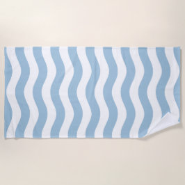 Toalha De Praia Padrão de Onda Costeira Azul e Branco