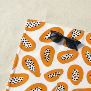 Toalha De Praia Padrão de Papaya Elegante Monograma