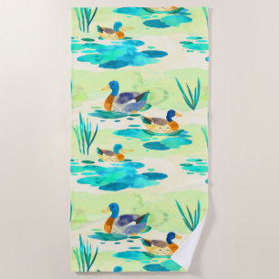 Toalha De Praia Padrão de patos de turquesa