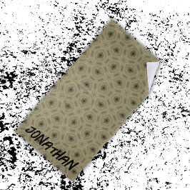 Toalha De Praia Padrão de preto e bege do nome do monograma |