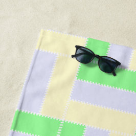 Toalha De Praia Padrão de Retângulos Pastel com Linhas Tracejadas 