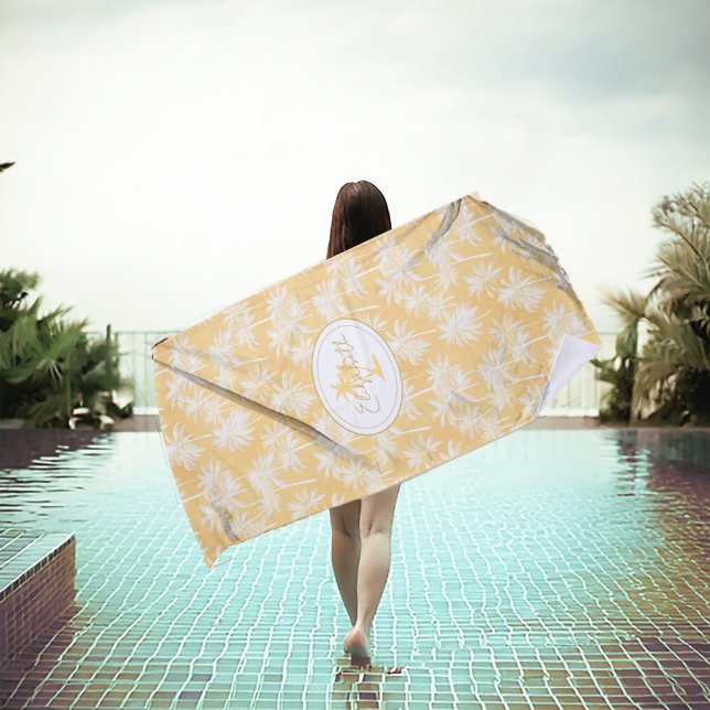 Toalha De Praia Padrão de silhueta da palmeira havaiana ID1093 Dou (Criador carregado)