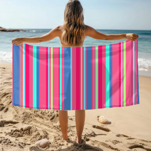 Toalha De Praia Padrão de Stripe de Doces Moderno e Chic