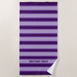 Toalha De Praia Padrão de Stripes Roxo Personalizado