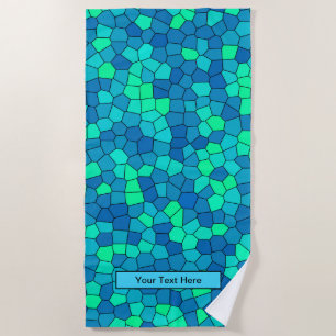 Toalha De Praia Padrão de Vidro Azul Ciano Verde Teal