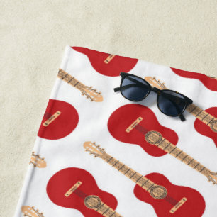Toalha De Praia Padrão de Violão Vermelho