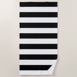 Toalha De Praia Padrão Decorativo de Stripes Negras e Brancas com 
