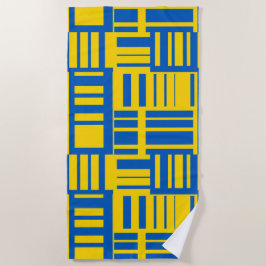 Toalha De Praia Padrão Design de Linha de Cor Azul E Amarelo