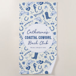 Toalha De Praia Padrão Divertido de Cowgirl Costeira Bach Club