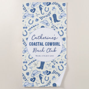 Toalha De Praia Padrão Divertido de Cowgirl Costeira Bach Club