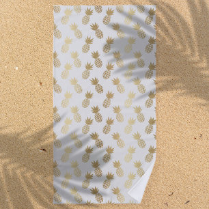 Toalha De Praia Padrão Dourado de abacaxi