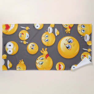 Toalha De Praia Padrão Emoji 2