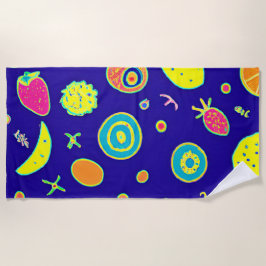Toalha De Praia Padrão Expressivo de Artista de Neon-Fruta