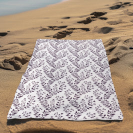 Toalha De Praia Padrão Floral Boho Moderno Ameixa Branco