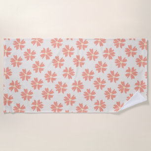 Toalha De Praia Padrão Floral Cor-de-Rosa na moda fora do Branco