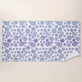 Toalha De Praia Padrão Floral de cinza e Lavanda