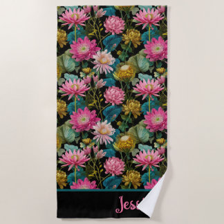 Toalha De Praia Padrão Floral Exótico Folhagem Tropical Luxuriante
