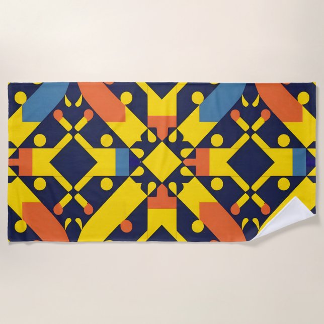 Toalha De Praia Padrão Geométrico de abstrato (Frente)