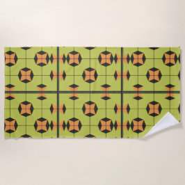 Toalha De Praia Padrão Geométrico de Azulejos com Cores Vibrantes