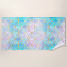 Toalha De Praia Padrão Geométrico de Vidro Iridescente