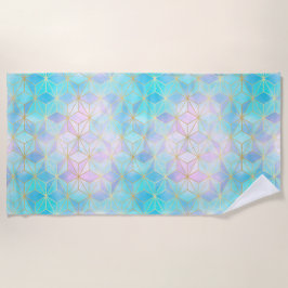 Toalha De Praia Padrão Geométrico de Vidro Iridescente