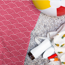 Toalha De Praia Padrão Geométrico Moderno da Onda Vermelha Japones