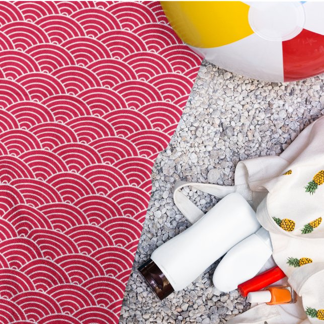 Toalha De Praia Padrão Geométrico Moderno da Onda Vermelha Japones (Criador carregado)