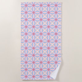 Toalha De Praia Padrão geométrico rosa, azul e branco